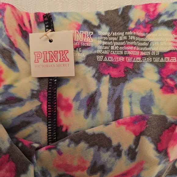 PINK Victoria’s Secret Seamless No Show Thong | Size Large | Tie Dye Print - Picture 2 of 3